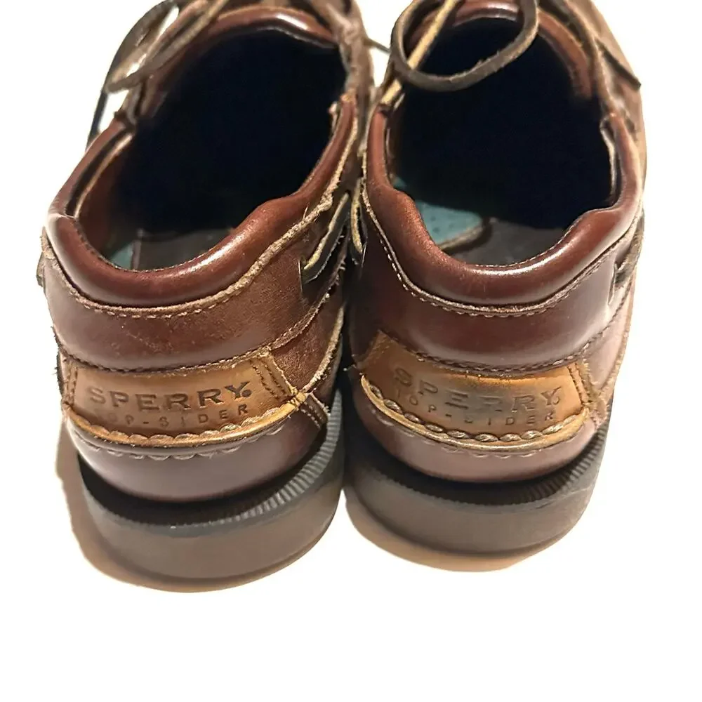 Sperry Top-Sider Mako 2-Eye Canoe Moc Brown Leather Dock Shoes Men's 9.5